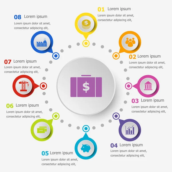 Infographic sjabloon met economie pictogrammen — Stockvector