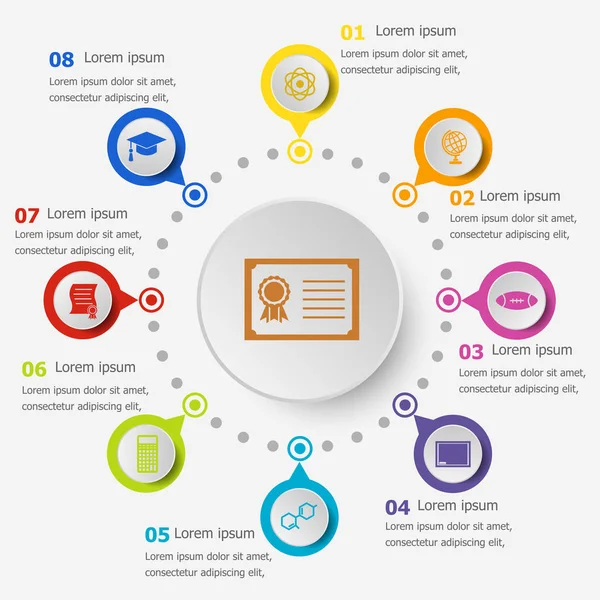 Infographic şablon üniversite simgeleri ile