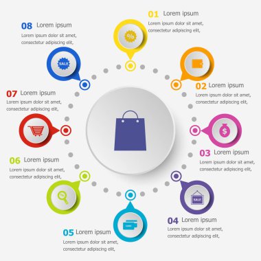 Simgeler Shopping Infographic şablonu