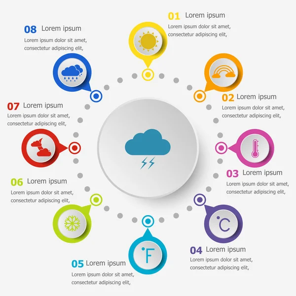 Infographic şablonunun weather simgeleri ile