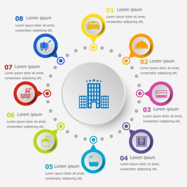 Infographic şablonu ile otel kutsal kişilerin resmi