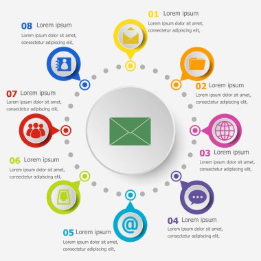 Infographic şablonu ile posta kutsal kişilerin resmi