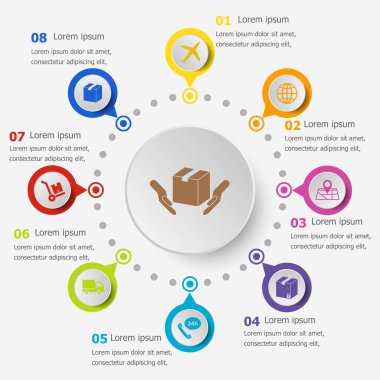Simgeler nakliye ile Infographic şablonu