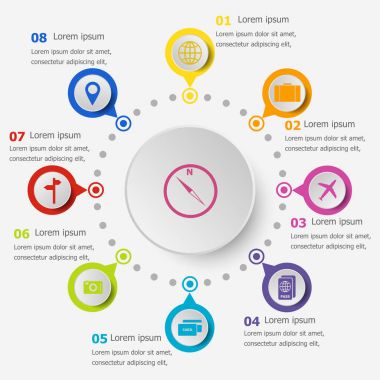 Infographic şablonu ile seyahat kutsal kişilerin resmi