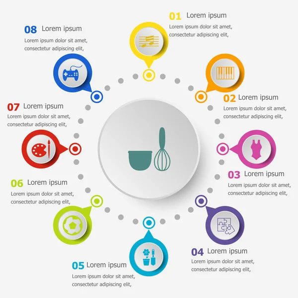 Infographic şablon hobi simgeleri ile