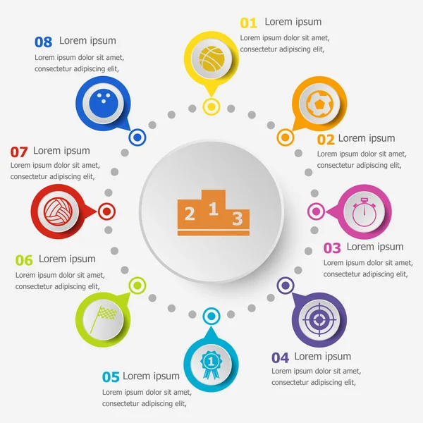 Infographic şablonu ile spor kutsal kişilerin resmi