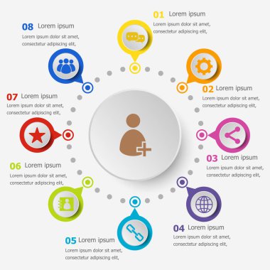 Infographic şablonu ile sohbet kutsal kişilerin resmi