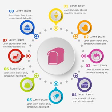 Infographic şablonu ile ekmek kutsal kişilerin resmi