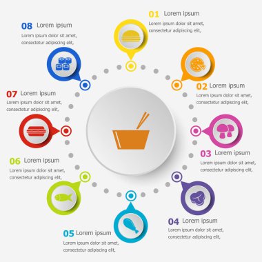 Infographic şablonu ile gıda kutsal kişilerin resmi