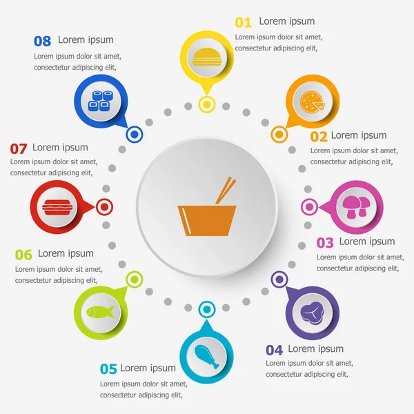 Infographic şablonu ile gıda kutsal kişilerin resmi