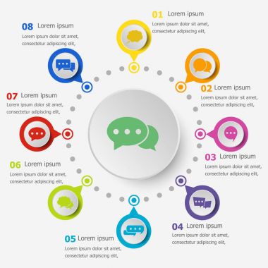 Infographic şablonu ile konuşma balonu kutsal kişilerin resmi