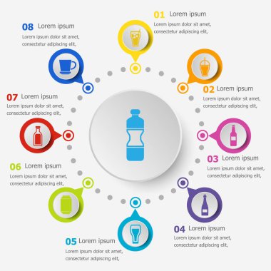 Infographic şablonu ile içki kutsal kişilerin resmi