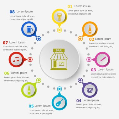 Infographic şablonuyla simgeler bar