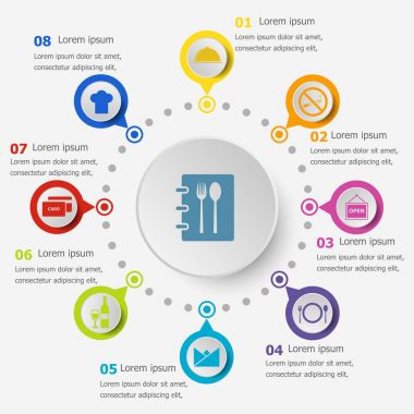 Infographic şablonu ile restoran kutsal kişilerin resmi