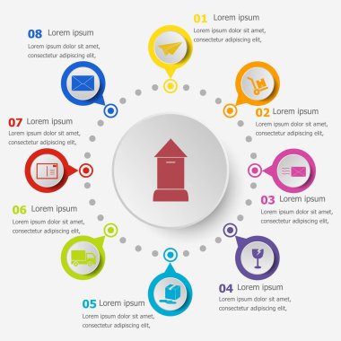 Infographic şablonu ile posta kutsal kişilerin resmi