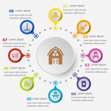 Simgeler tarım ile Infographic şablonu