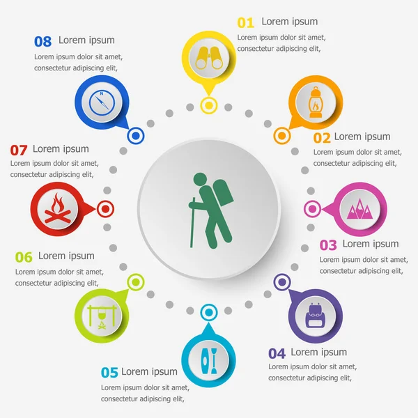 Infographic şablon trekking simgeleri ile
