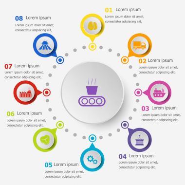 Infographic şablonu ile tedarik zinciri kutsal kişilerin resmi