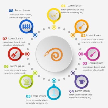 Infographic şablonu ile Bahçe kutsal kişilerin resmi