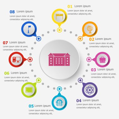 Infographic şablonu ile okul kutsal kişilerin resmi