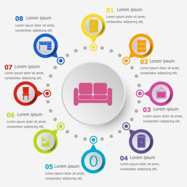Infographic şablonu ile mobilya kutsal kişilerin resmi