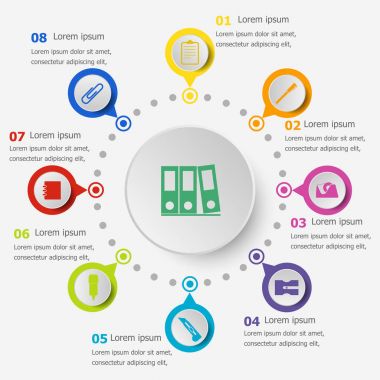 Infographic şablonu ile Kırtasiye kutsal kişilerin resmi