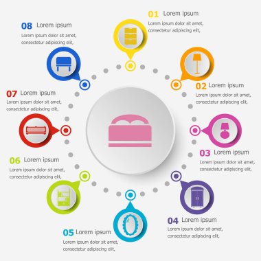 Infographic şablonu ile yatak odası kutsal kişilerin resmi