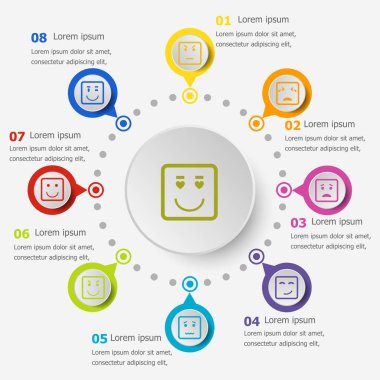 Infographic şablonu ile kare yüz kutsal kişilerin resmi