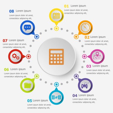 Infographic şablonu uygulama simgeleri ile