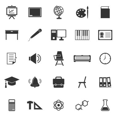 Beyaz arka plan üzerinde sınıf simgeler