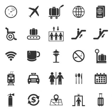 beyaz zemin üzerine Havaalanı simgeler