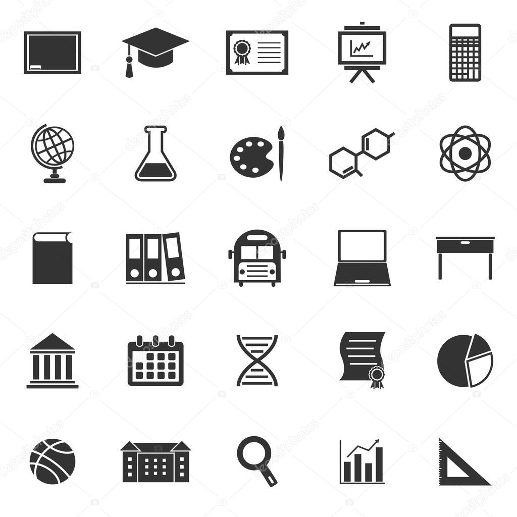 Education icons on white background