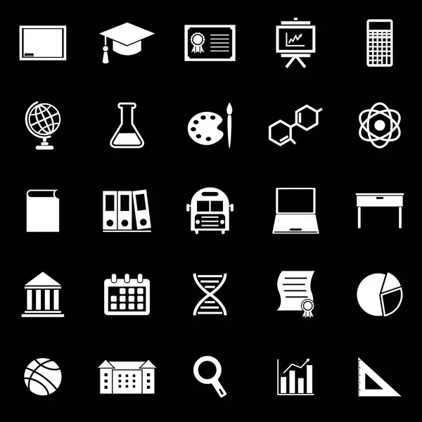 Iconos de educación sobre fondo negro — Vector de stock