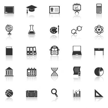 beyaz zemin üzerine eğitim simgeleri ile yansıtmak