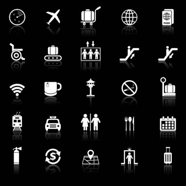 Siyah arka plan üzerine Havaalanı kutsal kişilerin resmi ile yansıtmak