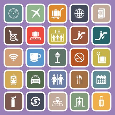 Mor zemin üzerine Havaalanı düz simgeler