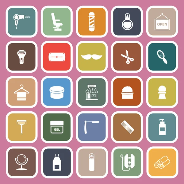 Barber flat icons on pink background — Stock Vector