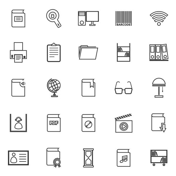 Iconos de línea de biblioteca sobre fondo blanco — Vector de stock