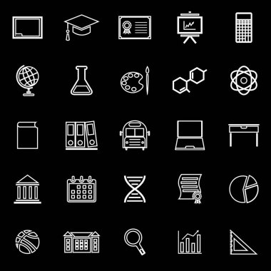 Eğitim satır simgeler siyah arka plan üzerine