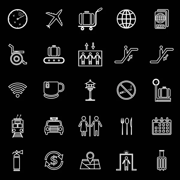 Symbole der Flughafenlinie auf schwarzem Hintergrund — Stockvektor