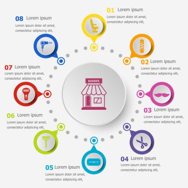 Infographic şablonu ile Kuaför kutsal kişilerin resmi