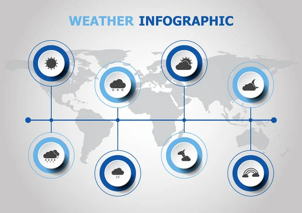 Diseño infográfico con iconos meteorológicos — Archivo Imágenes Vectoriales