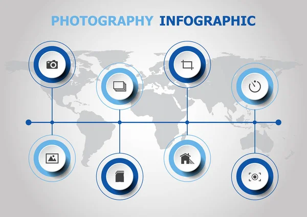 Design infográfico com ícones de fotografia — Vetor de Stock