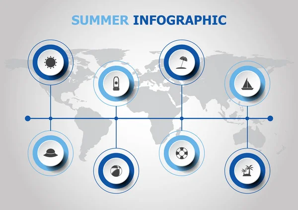 Infographic ontwerp met zomer pictogrammen — Stockvector