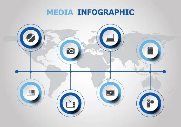 Design infográfico com ícones de mídia — Vetor de Stock