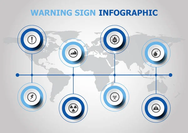 Diseño infográfico con iconos de señales de advertencia — Vector de stock
