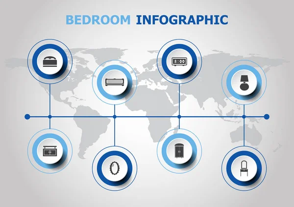 Diseño infográfico con iconos de dormitorio — Vector de stock