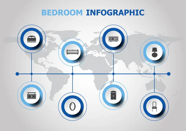 Infografika design ložnice ikonami — Stockový vektor