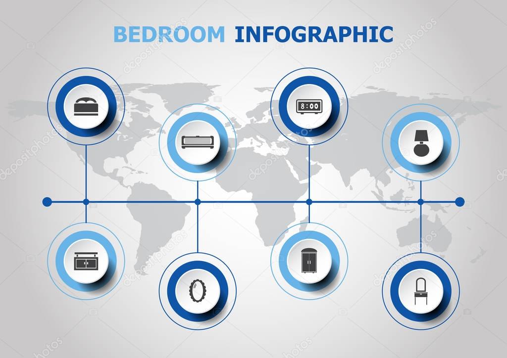 Infographic design with bedroom icons