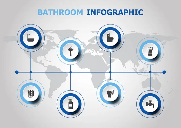 Design infográfico com ícones de banheiro — Vetor de Stock